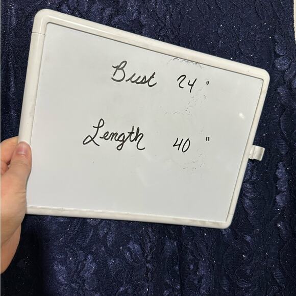 R&M Richards Navy Blue Lace Metallic Mother of the Bride Groom Dress Size 16W - Picture 7 of 7